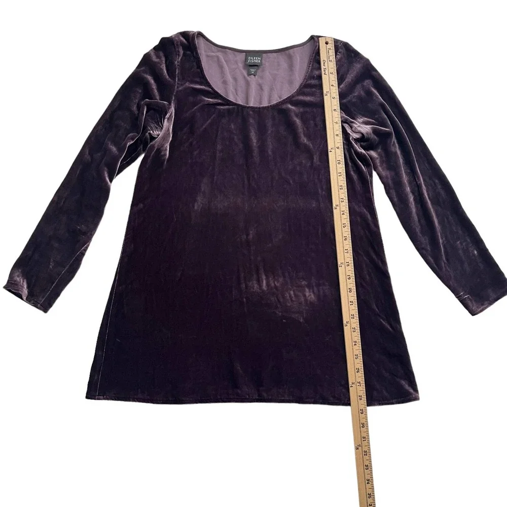 Eileen Fisher Scoop Neck Velvet Long Sleeve Tunic Top Women Size S-XS - Picture 8 of 16